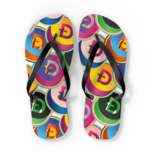 Load image into Gallery viewer, Dogecoin Pop Art Flip Flops