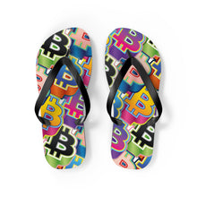 Load image into Gallery viewer, Bitcoin Pop Art Unisex Flip Flops