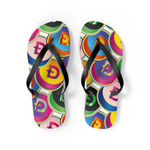 Load image into Gallery viewer, Dogecoin Pop Art Flip Flops