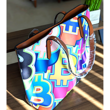 Load image into Gallery viewer, Bitcoin Pop Art Vegan Leather Tote