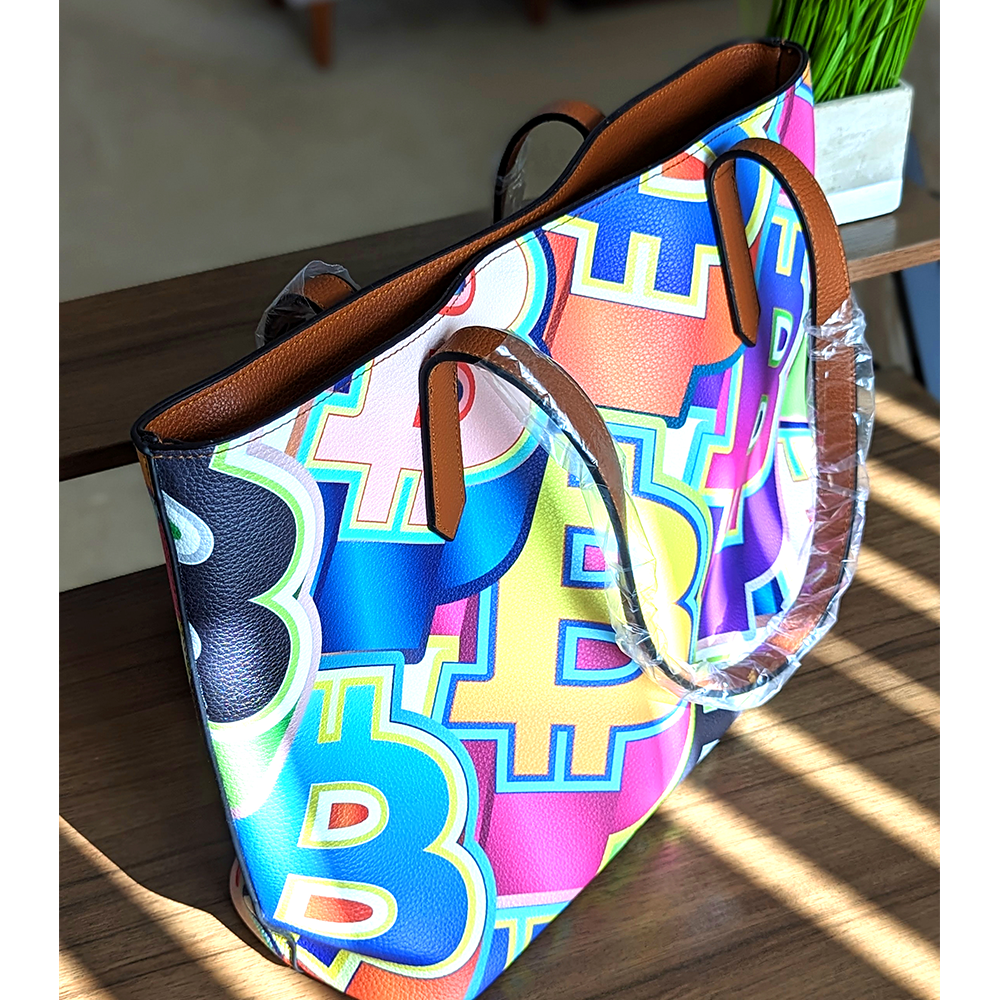 Bitcoin Pop Art Vegan Leather Tote – Hip Hop Art Prints