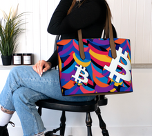 Load image into Gallery viewer, Bitcoin Abstrak Vegan Leather Tote Bag
