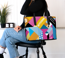 Load image into Gallery viewer, Bitcoin Isometrik Vegan Leather Tote Bag