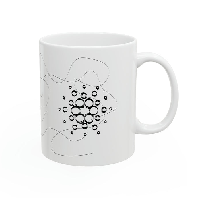 Cardano Line Art BW Ceramic Mug, 11oz