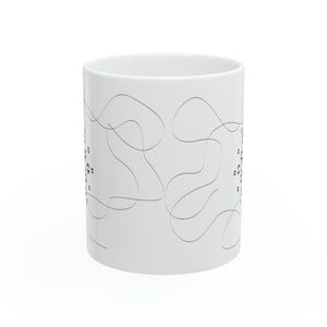 Cardano Line Art BW Ceramic Mug, 11oz