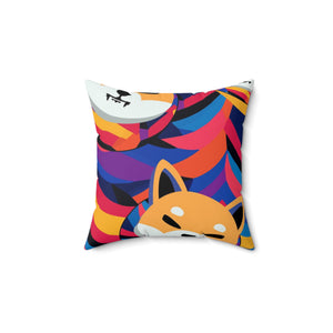 Shiba Inu Abstrak Spun Polyester Square Pillow