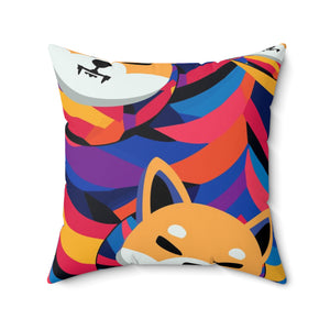 Shiba Inu Abstrak Spun Polyester Square Pillow