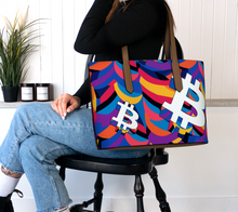 Load image into Gallery viewer, Bitcoin Abstrak Vegan Leather Tote Bag
