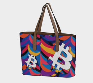 Bitcoin Abstrak Vegan Leather Tote Bag