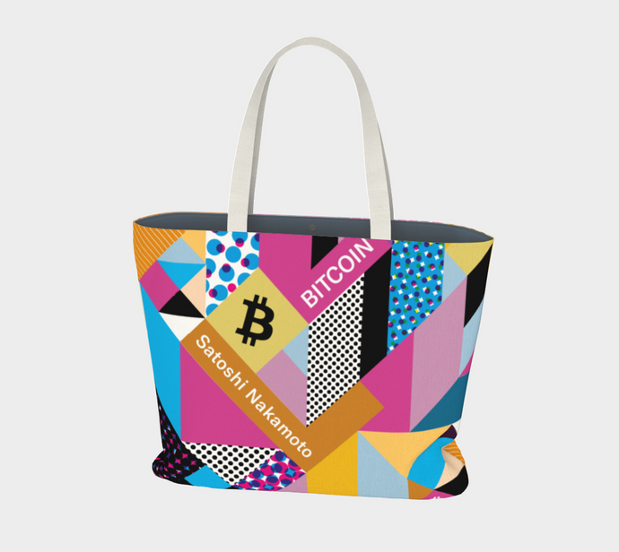 Bitcoin Isometrik Large Tote Bag
