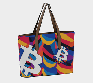 Bitcoin Abstrak Vegan Leather Tote Bag